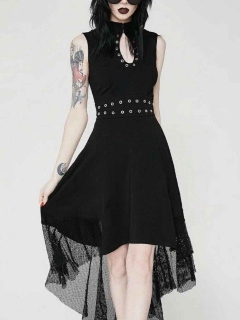 Tripp NYC 2X Hot Topic Goth Grommet Keyhole Hi Low Plus Dress Whimsigoth RARE